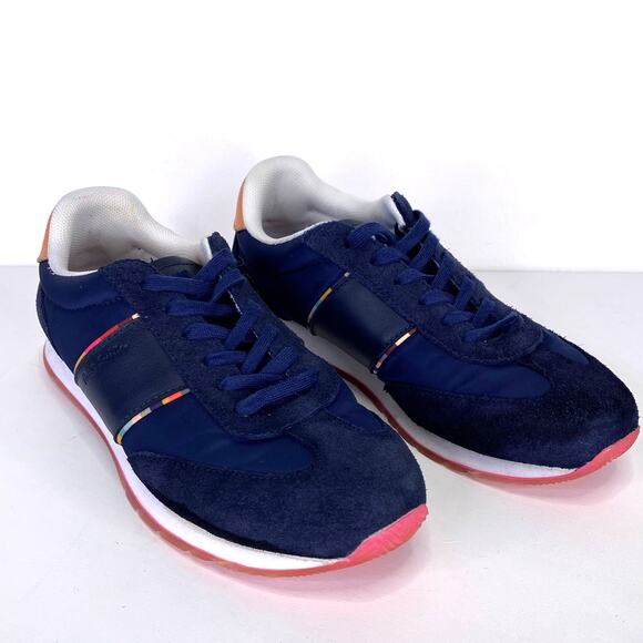 Paul Smith Booker Trainers Womens 6 Navy Blue Suede Low Profile Slim Sneakers - Picture 6 of 10
